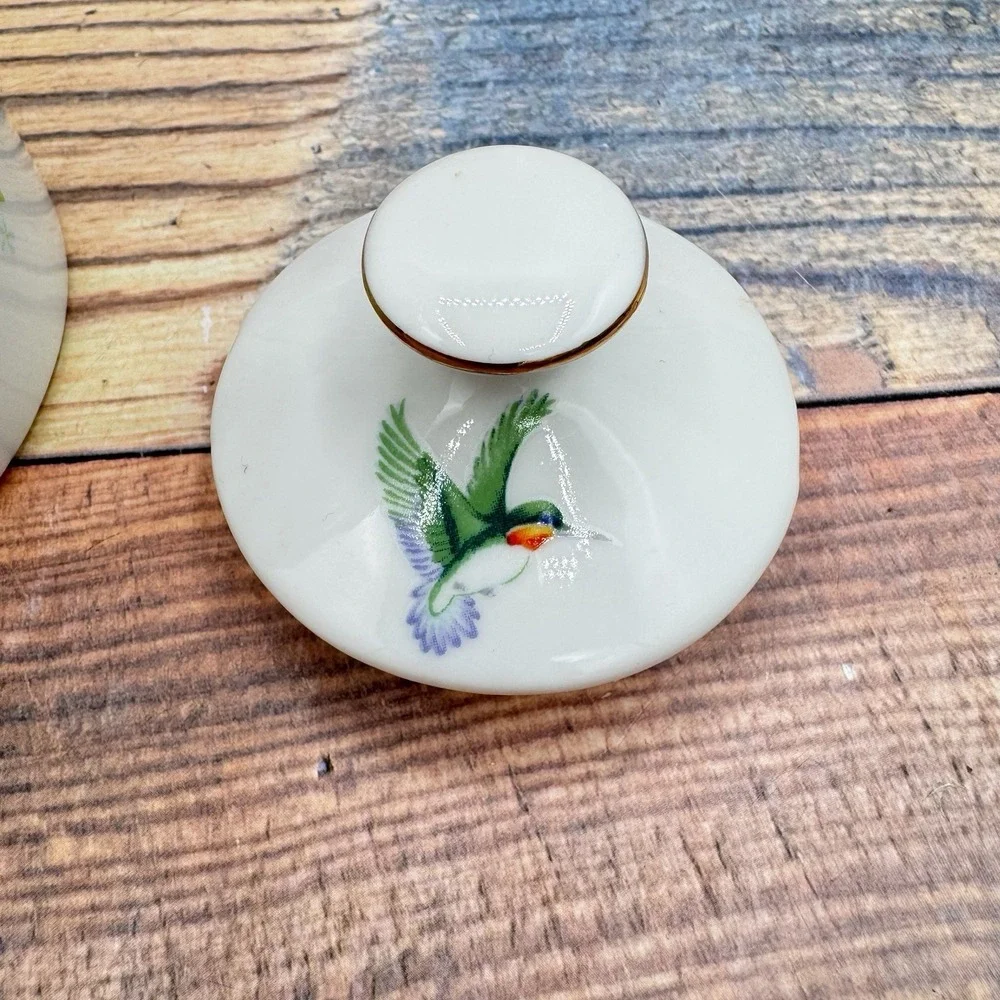 Vintage Tea‎ Pot Japan Morning Glory Hummingbird Bird Bamboo Handle Gold Trim